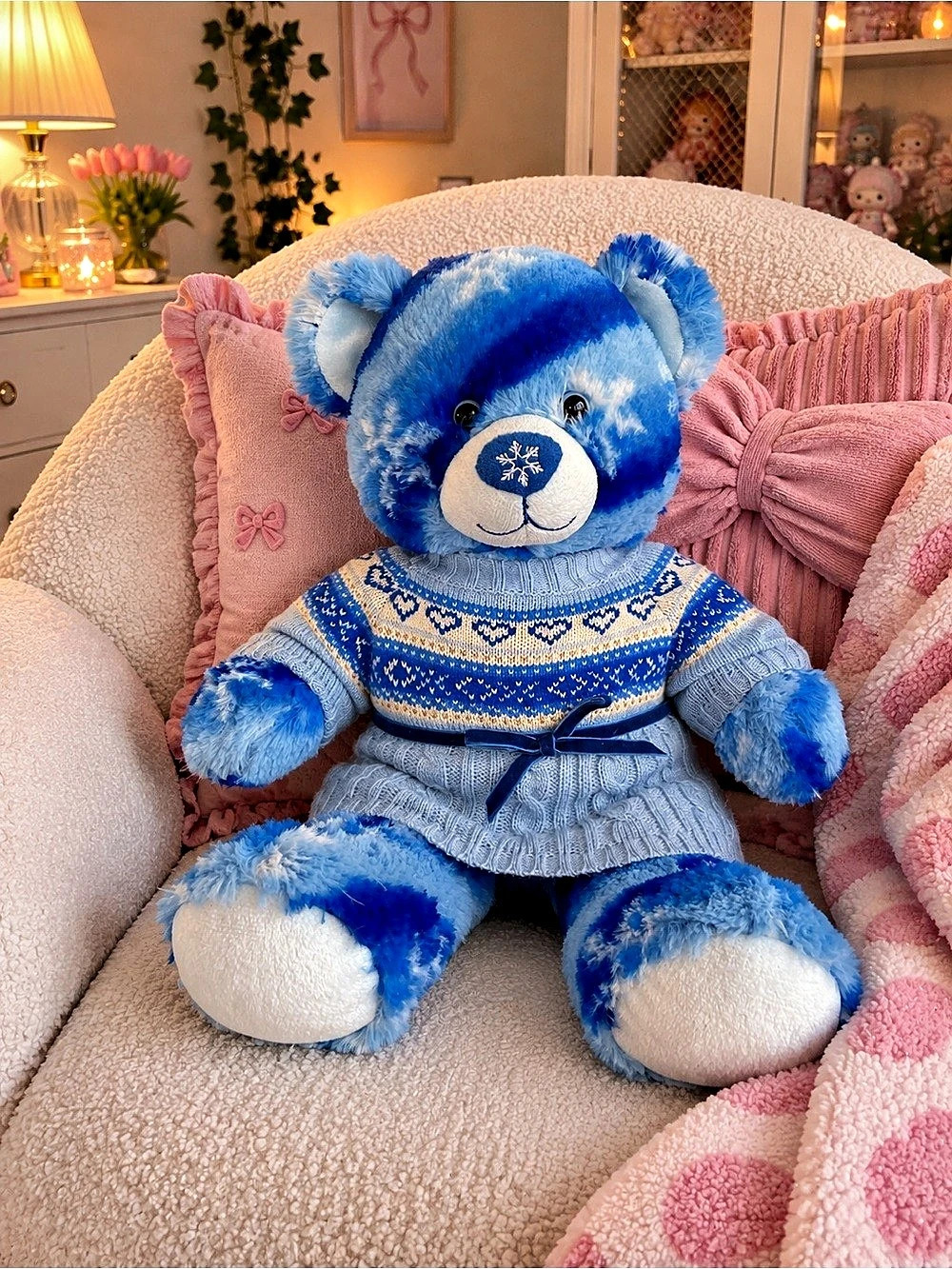 Build-A-Bear Workshop 2011 Winter Sparkle Teddy Bear Blue & White Plush